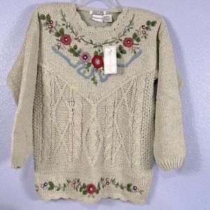 Vintage Bobbie Brooks hand sewn Floral embroidered pearl embellish sweat…